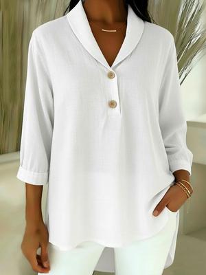 European American Spring/Summer 2026 Women's Casual Loose Fashion Top with Bright Doll Collar