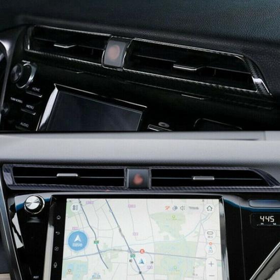 Fits Camry 2018- Carbon Fiber Style Dash Console Air Vent Cover Trim