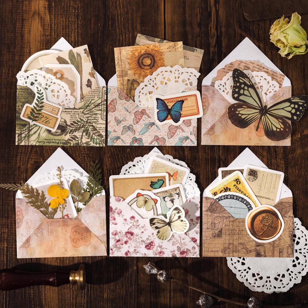 Mò Mò Handmade Retro Sticker Set: 100 Sheets of Vintage Plants & Butterflies for Journals & Collages