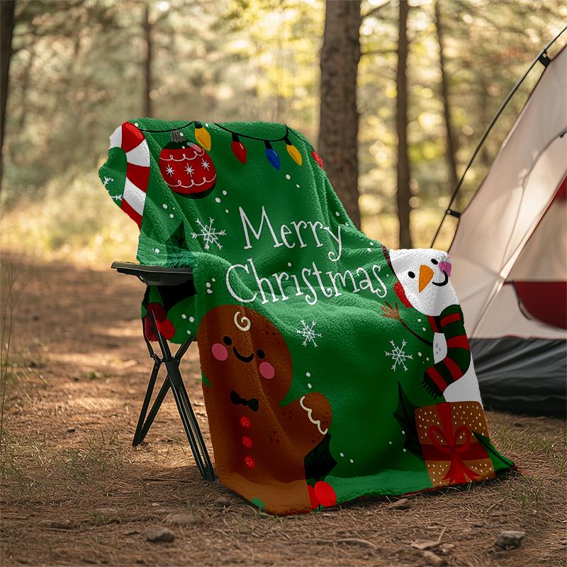 Christmas gingerbread man Theme Printed Blanket - Perfect for Couch, Bed, Travel & Outdoor Use | Machine Washable, Cozy & Durable.