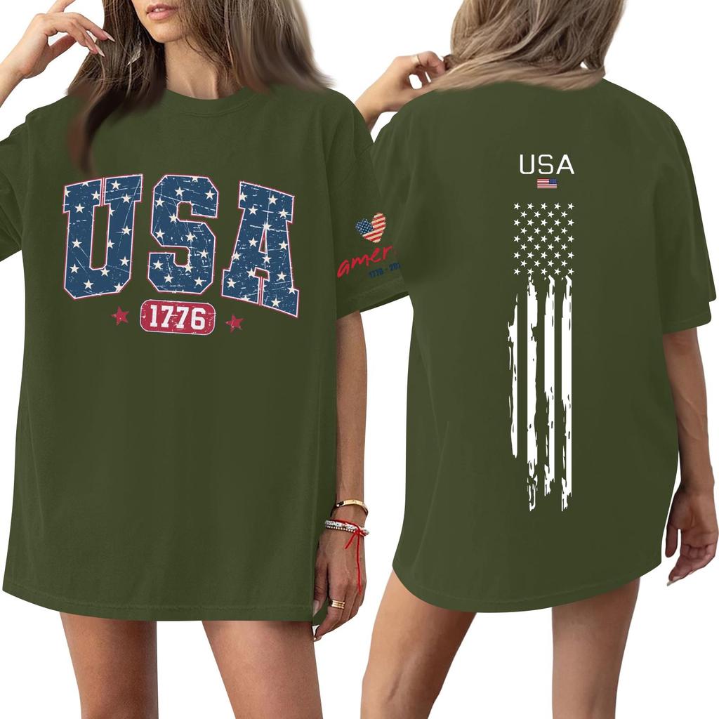 Women's Casual Fashion Round Neck Casual Print Short Sleeve T-Shirt Top