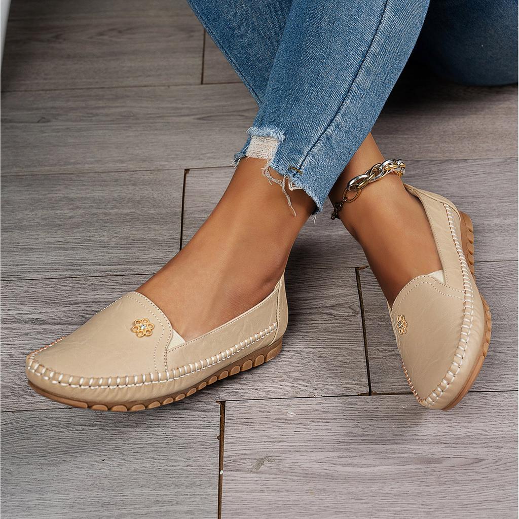 Orthopedic Loafers Shoes For Women Orthopedic Leather Loafers Dress Shoes For Women Lightweight Flats Casual Comfort - Walking Shoes With Flower