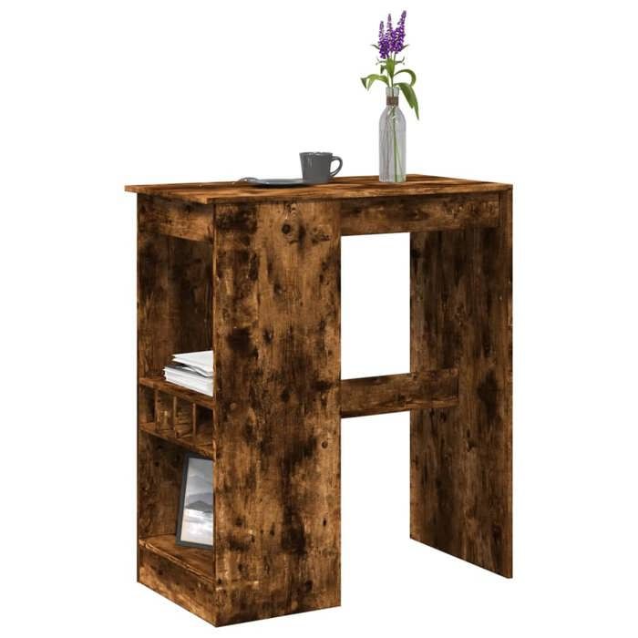 VidaXL Bar Table with Shelves Smoked Oak Engineered Wood, Pub Table, High Table, Bar Stool Table, Table 854341