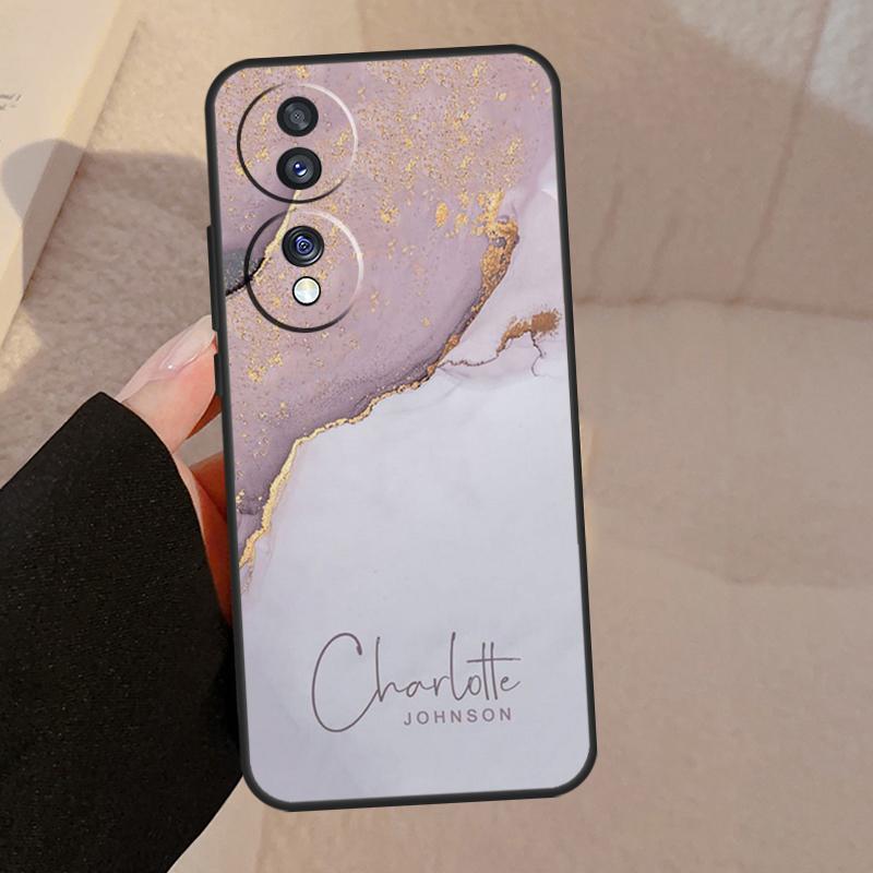 Personalised Signature Surname Marble For Honor 90 70 Lite Magic 5 Pro 8X 9X Phone Case For Honor X8a X9a X7a X6a X9 X7 X8 X9b