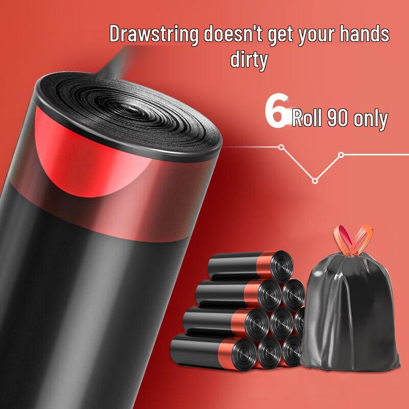 

Цветные мешки для мусора с завязками JingHuiSiChuang, 90 штук