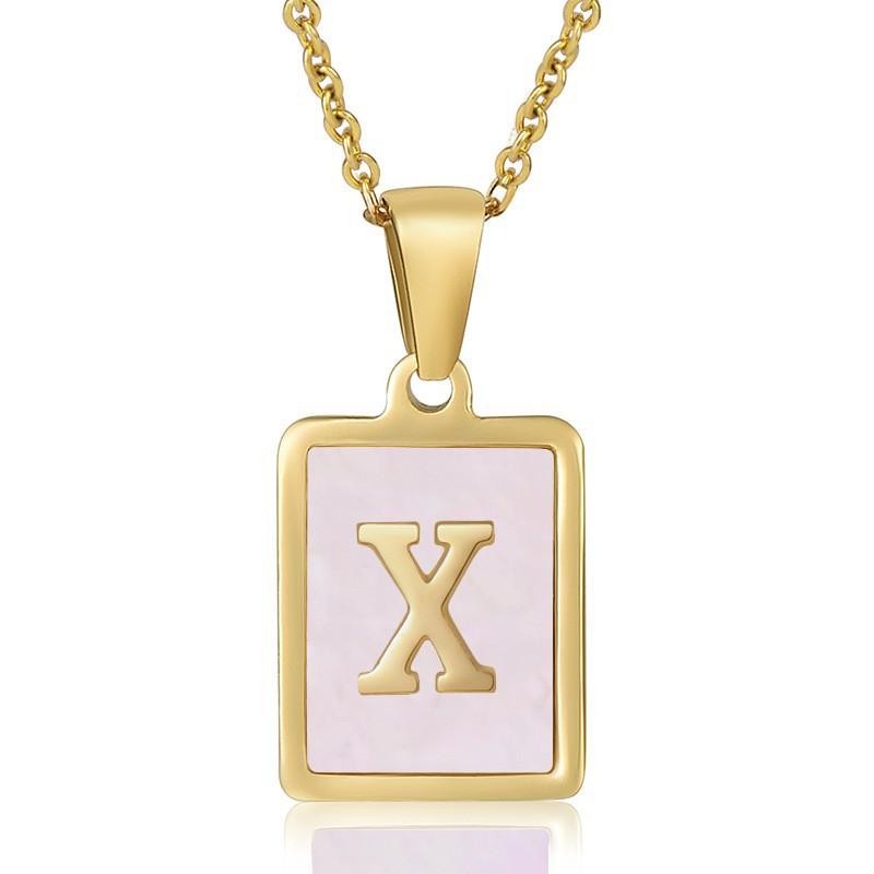 26 English Letter Necklace Women's Versatile 18K Natural Pink Shell Pendant Collarbone Chain 2026