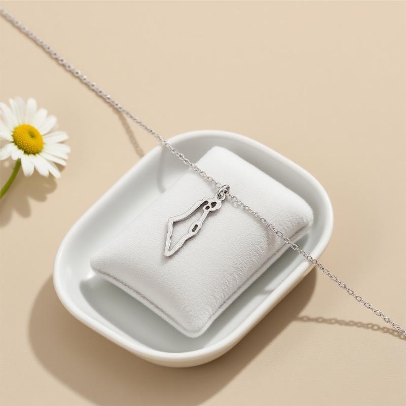 

Hot Sale Titanium Steel Map Pendant Necklace for Couples - Trendy Hollow Design