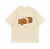 Summer Loose Funny Bread Cat Print Tshirt Unisex Oversized Cotton Short Sleeve Tee Harajuku Streetwear Casual Summer Tops