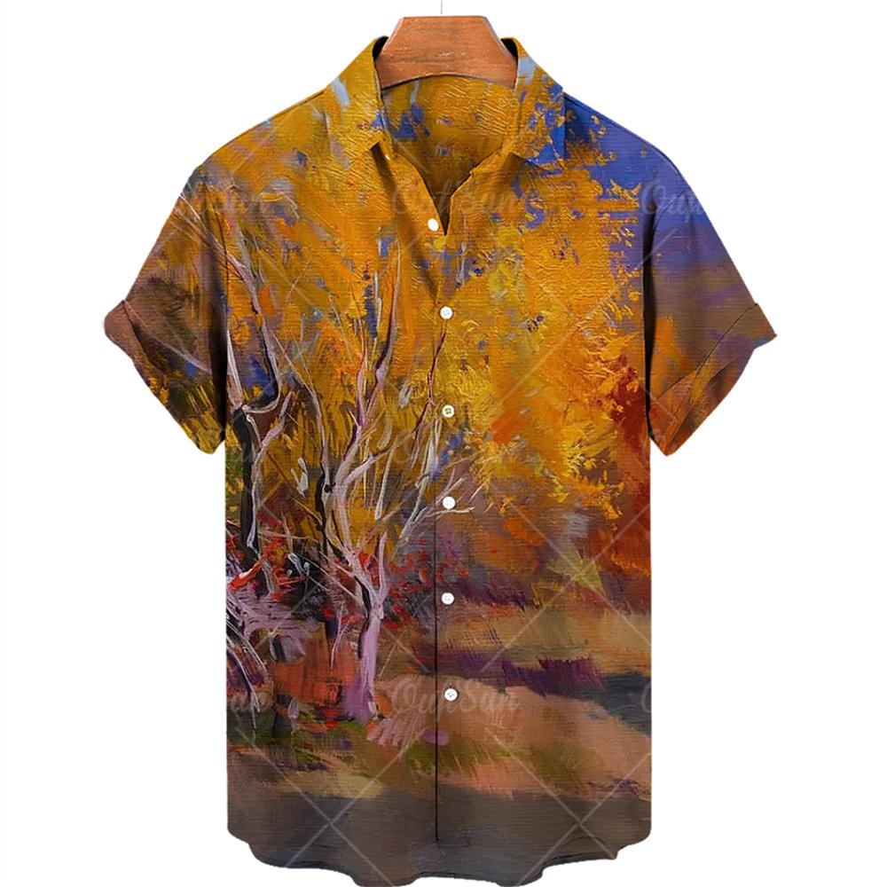 Oversized Shirt Hawaiian Beach Holiday Flower Painting Pattern Summer Casual Man Top Breathable Mens Design Clothing New