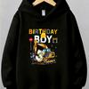 New Christmas hooded sweatshirt for boys, birthday theme, cartoon construction vehicle patterncasual jacketChildren's Day gift.