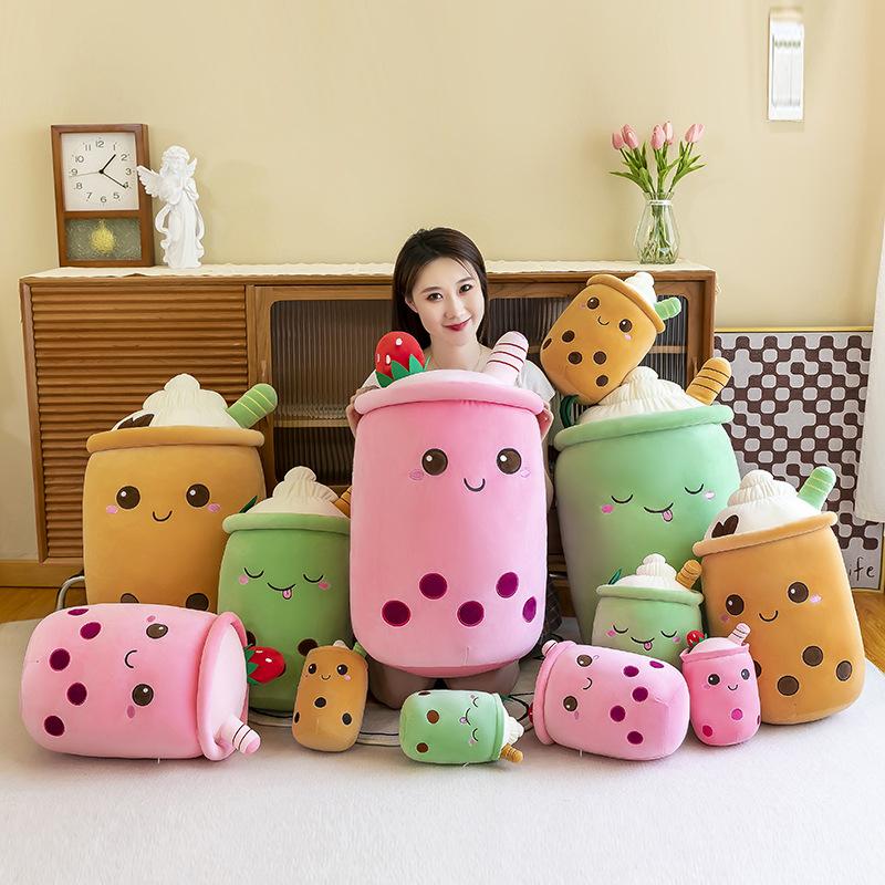 New Ice Cream Milk Tea Cup Throw Pillow Plush Toy Creative Bubble Tea Girls Soothe Doll Doll