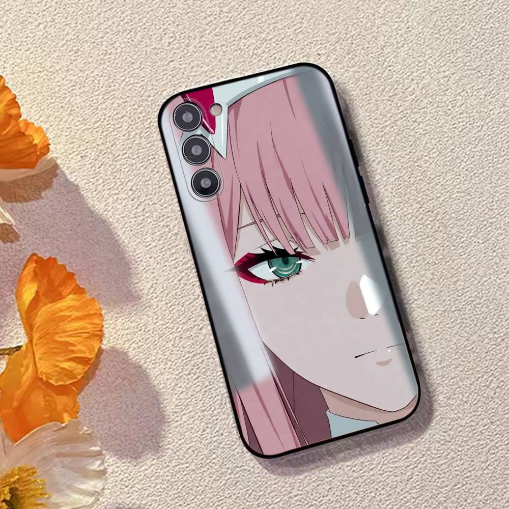 Lovely Zero Two 02 Hot Anime Phone Case For Samsung Galaxy A73,A72,A71,A70,A53,A52,A51,Soft Silicone Black Cover