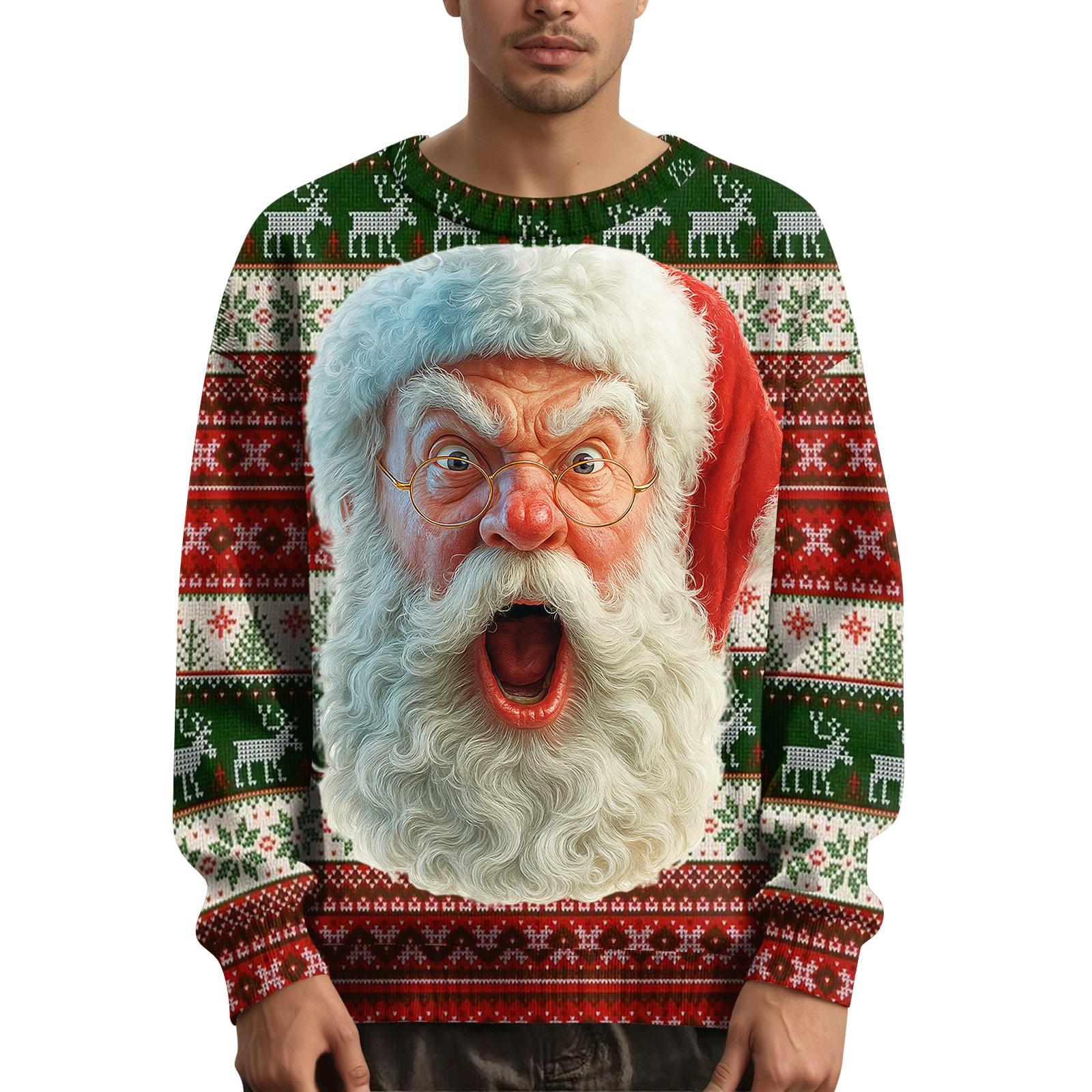 

Мужской рождественский свитер с принтованным воротником S