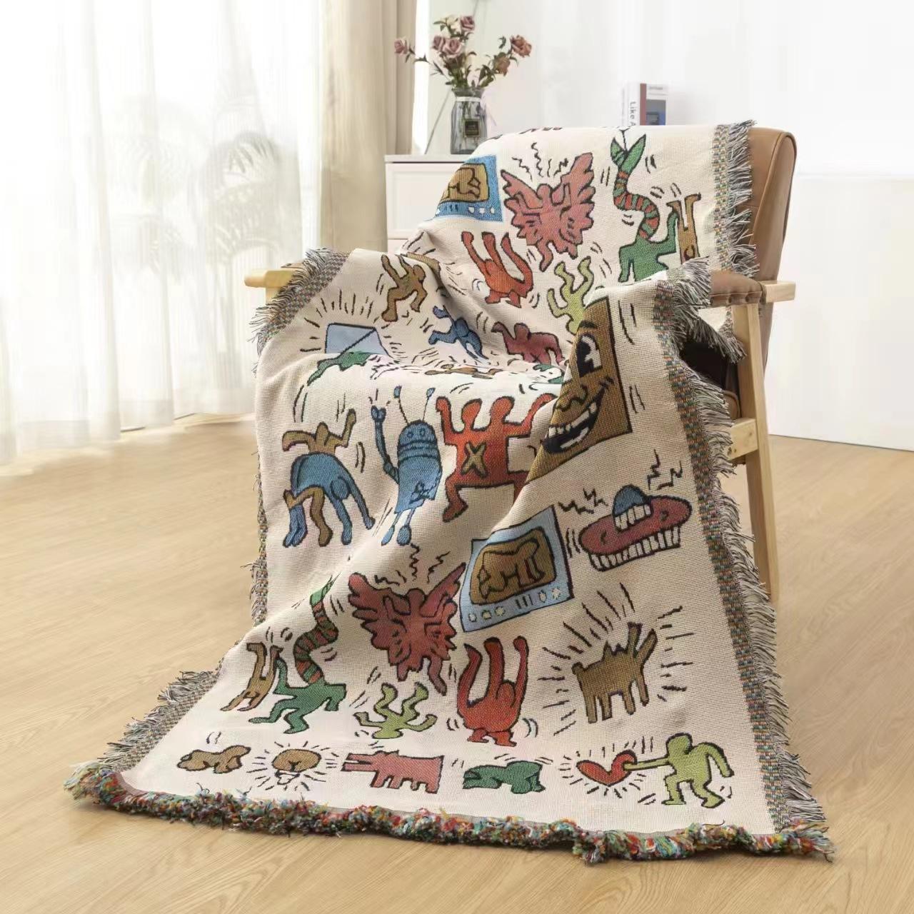 Ретро многофункциональное нитевое одеяло полотенце для дивана 90*180 жаккардовое марлевое — фото 8