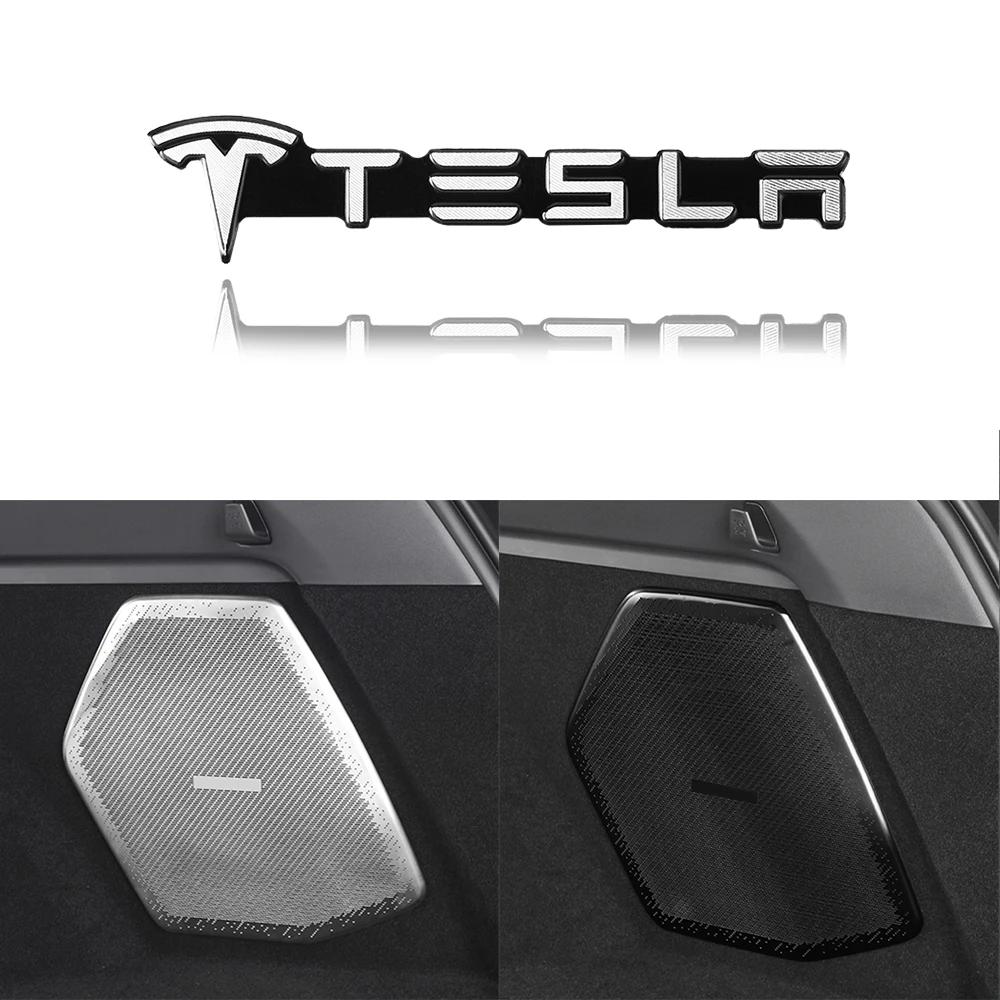 Car Sticker 2025 New Tesla 2/4pcs 3D Metal Aluminum Car Styling Tesla Badge Emblem Audio Sticker Speaker Decorative Decal For Mo