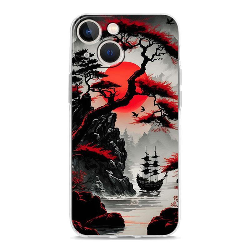Japanese Bushido Samurai Transparent Phone Case For iPhone 15 16 14 13 12 11 Pro XS X XR SE 7 8 Plus Clear Lens Protect Cover