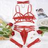Metal Chain Design Interwoven Straps Erotic Lingerie Set