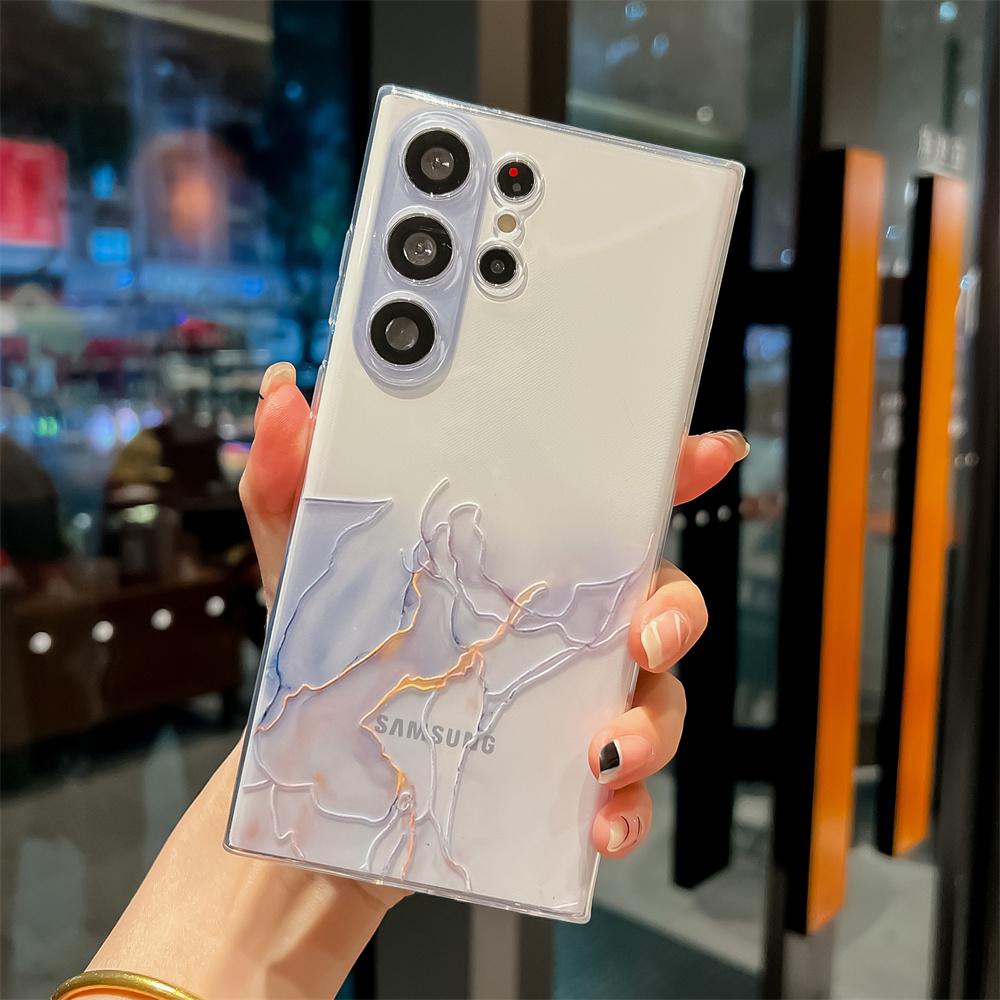 Aquarellmaleri Marmordeksel for Samsung S24U S23 Ultra S22 S21 Plus A55 5G A54 A34 A23 A52 A72 A33 A12 Gjennomsiktig Mykt Silikondeksel