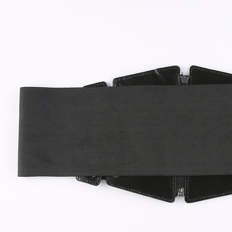 Fashion PU Leather Wide Belt Corset Lady Women Black Slim Body Front Zipper Bandage Waistband Elastic Decor Dress Suit Straps