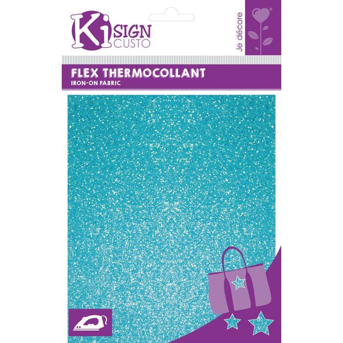 Tissu thermocollant pailleté Bleu