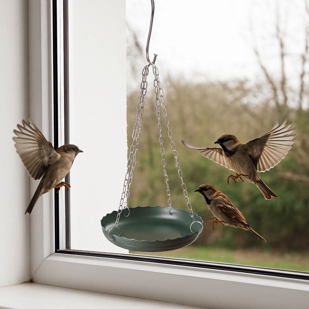 Plastic Bird Feeding Tray with Chain Bird Food Dispenser Outside Bird Tray  Outdoor