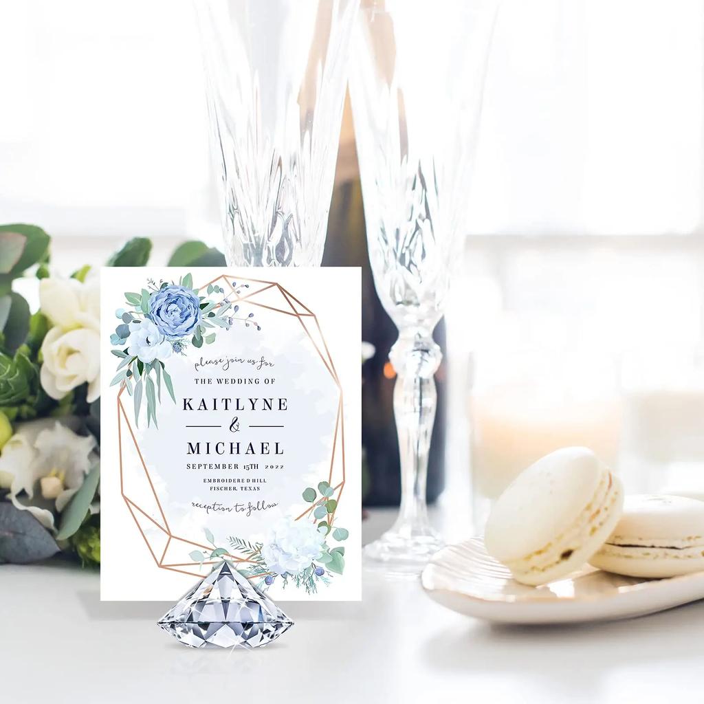 5/10Pcs Diamond Place Card Holder Acrylic Table Number Holders Crystal Card Stands for Wedding Baby Shower Table Card Decoration