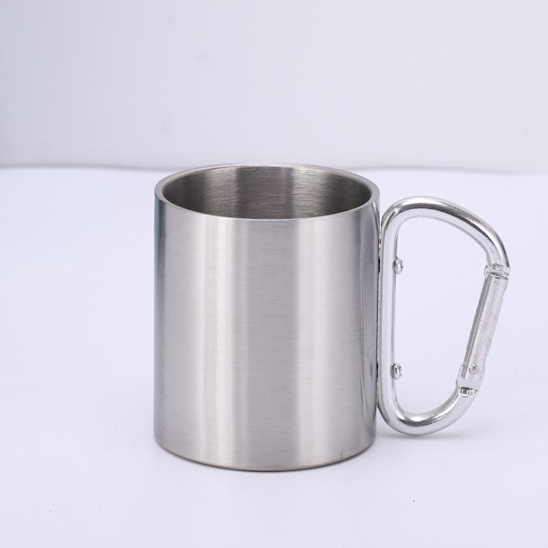 

Dual-layer Stainless Steel Carabiner Mug: Outdoor Camping Coffee & Beer Cup Approximately 220ml