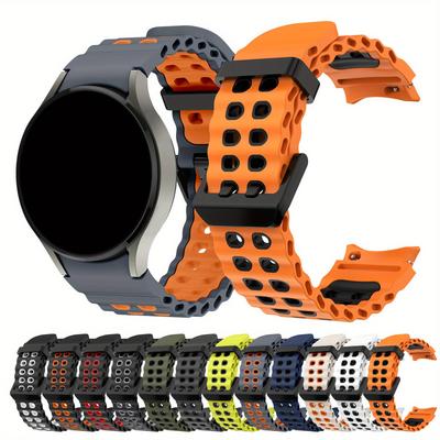 Zweifarbiges Silikon-Uhrenarmband für Samsung Galaxy Watch 7/6/5/4/FE - 40mm & 44mm Atmungsaktiv Schnellverschluss-Armband