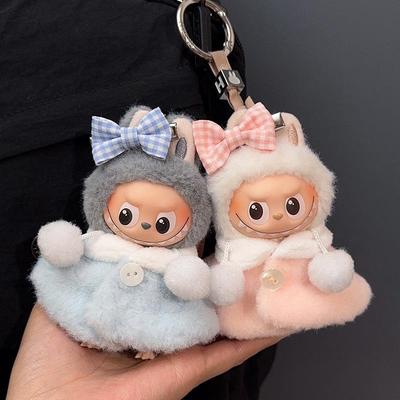 Mini Labubu Doll 10cm Autumn Winter Plush Cloak Dress-up Clothing