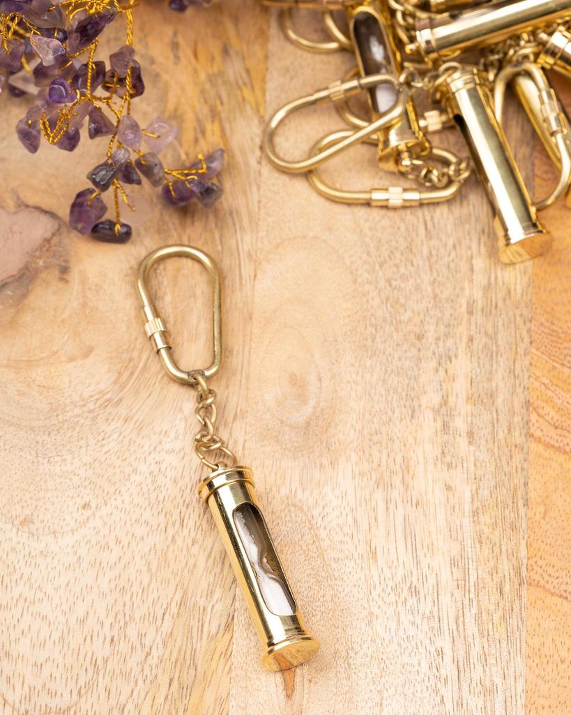 Vintage Brass Hourglass Keychain Mini Sand Timer Antique Pocket Sand Clock Key Ring(SET OF 6) Unique Gift for Men Women Collectible Accessory