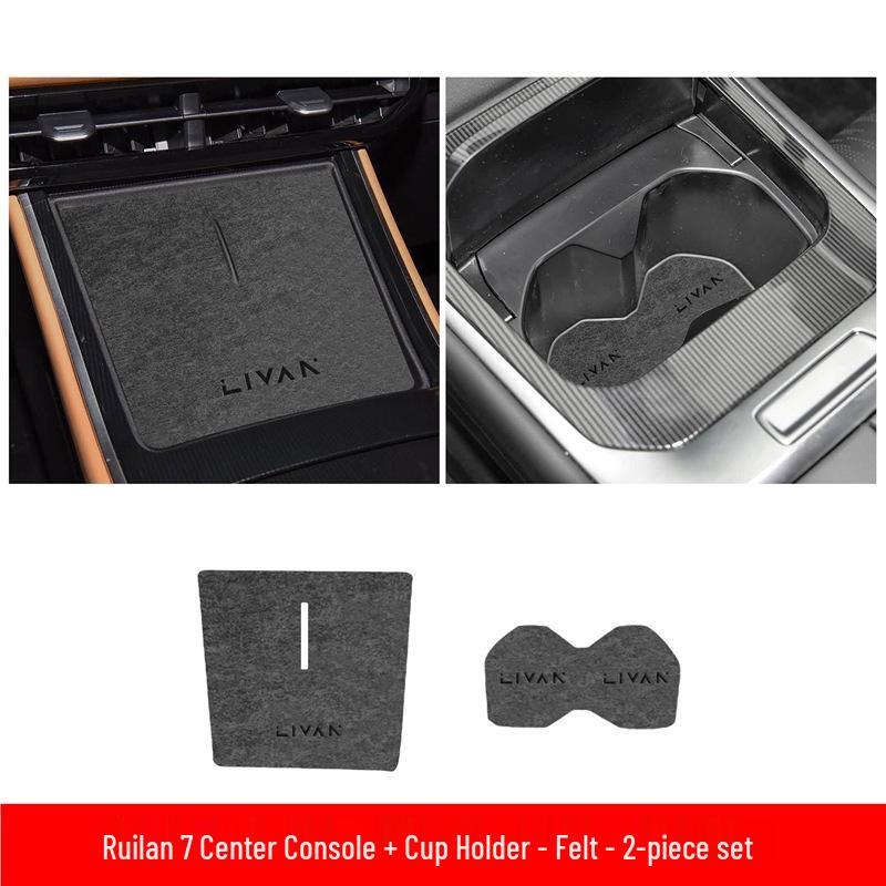 

Rui Lan 7-Door Console and Cup Holder Leather Protection Mat for Car Interior
