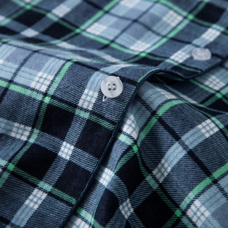 Kadın Gecelik Klasik Ekose Düğme Aşağı Sleepshirt pamuklu uzun kollu tişört Gecelik Pijama Üst Erkek Arkadaşı Çentik Yaka Pijama