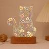 Personalized Cat Shaped Acrylic Night Light Custom Pet Portrait Text Exquisite Watercolor Flower Pattern Perfect Gift For Kids