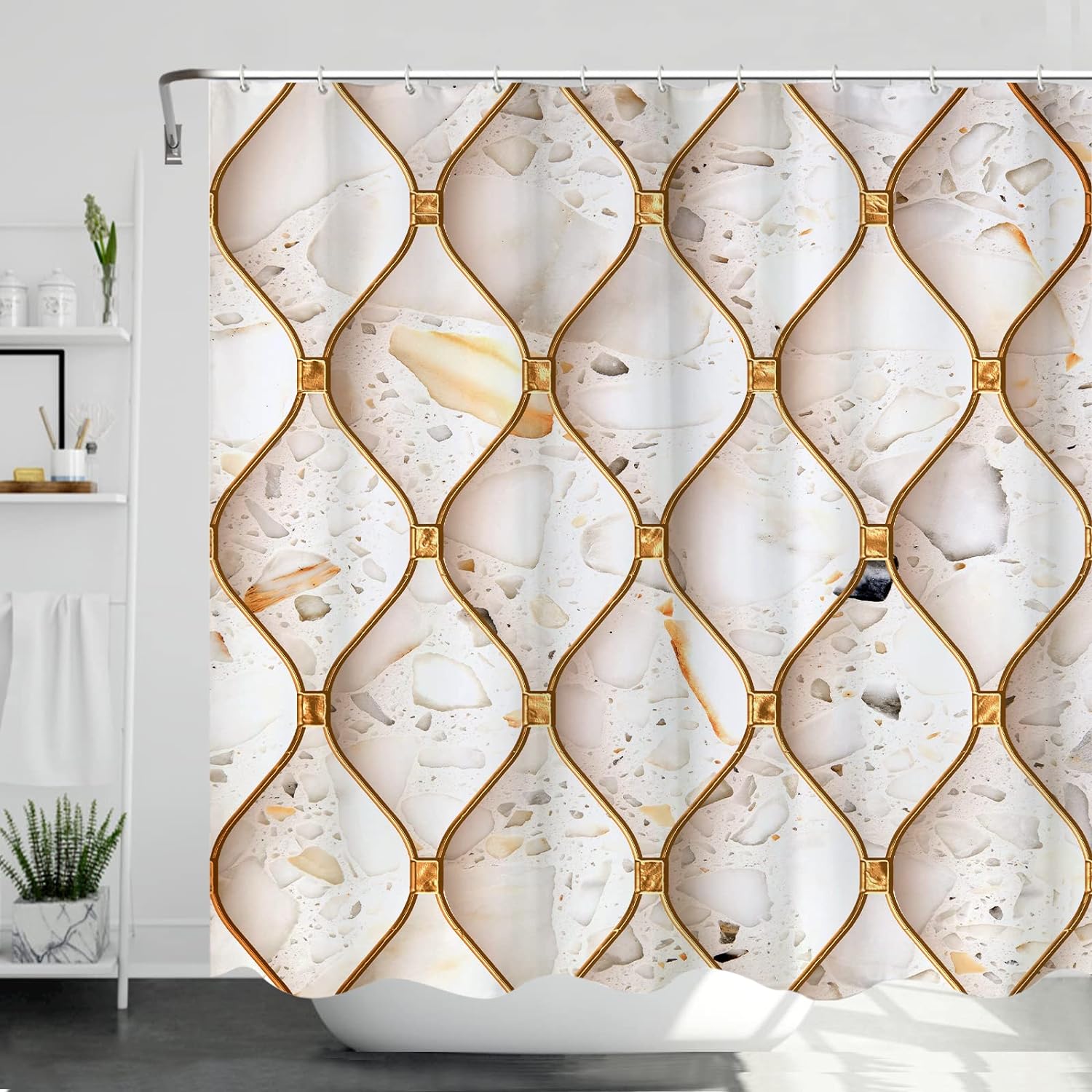 

25 стилей, роскошные абстрактные мраморные занавески для душа, геометрические полоски, шторы для ванной комнаты, набор аксессуаров, занавеска для ванны с водонепроницаемыми крючками 180x200cm