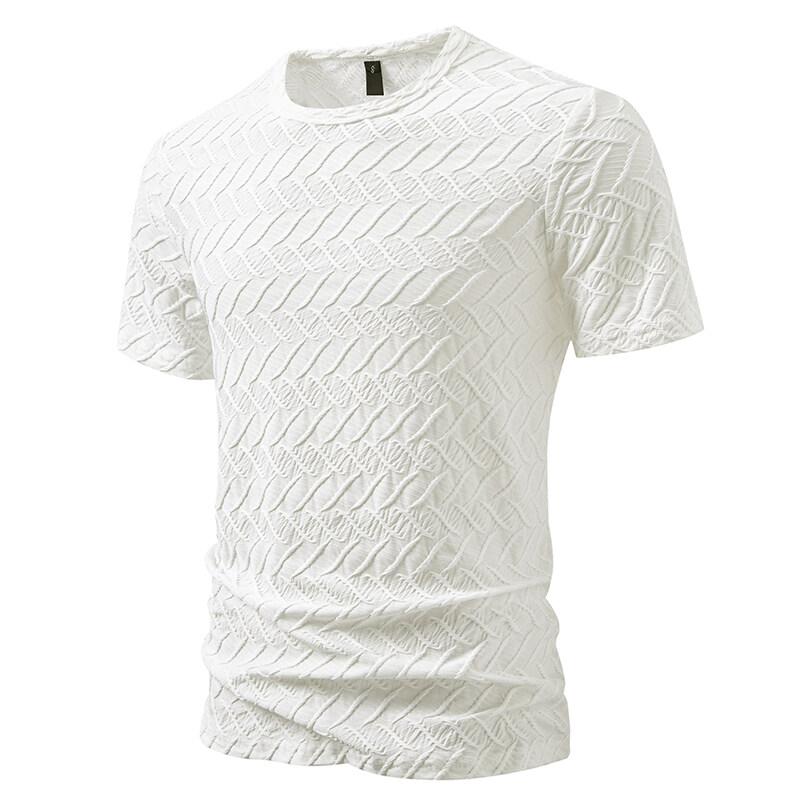 New Summer Men's Round Neck Short Sleeve T Shirt Casual Solid Colar T-Shirts Fashion Diamond Shaped Design Top Tees Streetwear