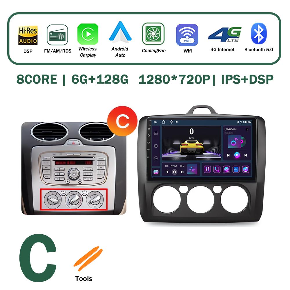 XSW3 9 Inch Wireless CarPlay Android Auto Radio for Ford Focus 2 Mk2 2004 - 2011 Car Multimedia Video Stereo Player GPS WIFI