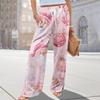 Ladies' Loose And Casual Christmas Printed Wide Leg Pants With Elastic Waistband Drawstring And Pocket Pants