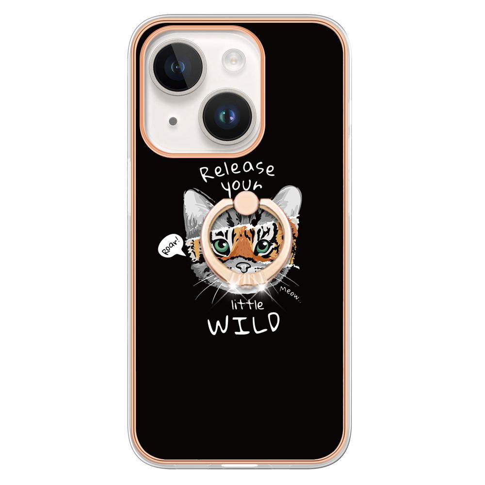 Luxusní IMD galvanický rám TPU Nárazuvzdorné pouzdro na telefon Kovový prstencový stojan pro iPhone 11 12 13 14 Pro Max 15 15 Ultra 15Plus
