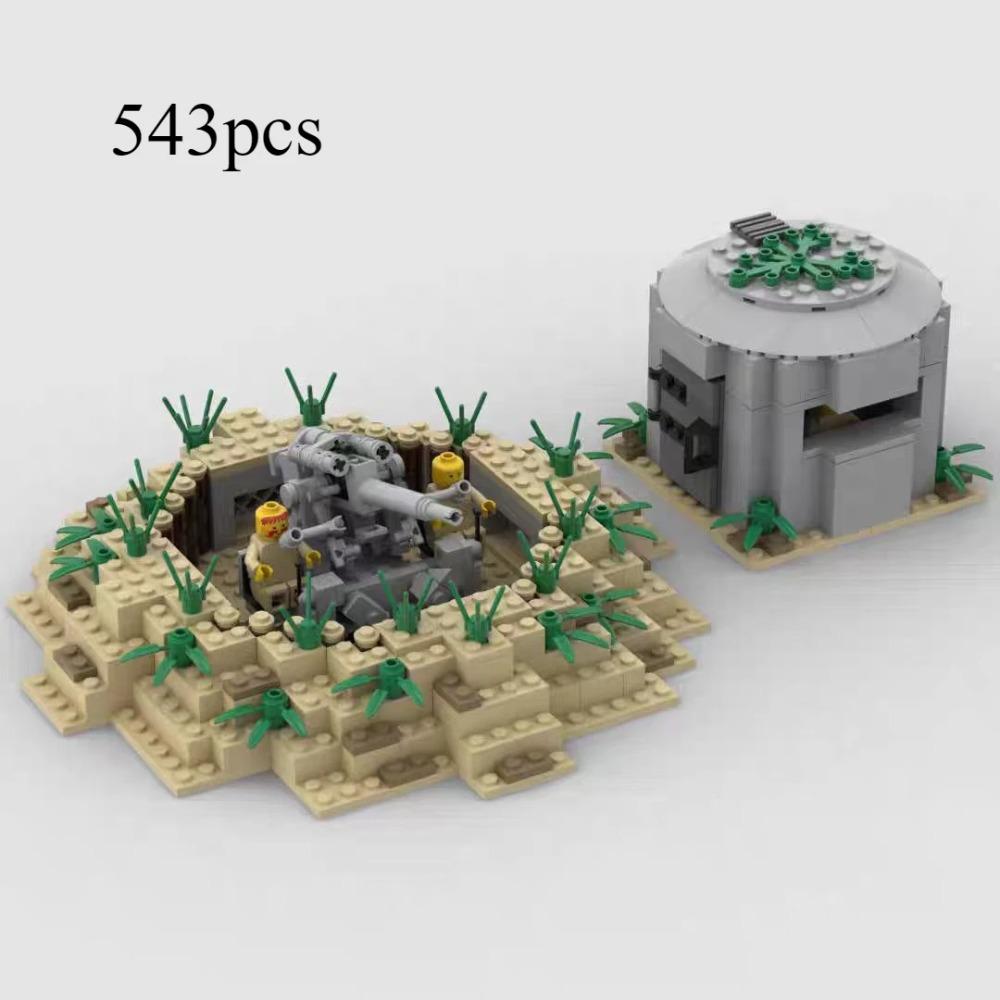 World War II Cannon Bunker Building Block Military Base Trench Model Assembled Toy Moc Set Educational Children Bricks Toy