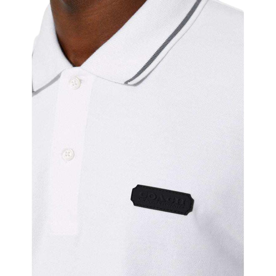 Coach Logo Geometric Pattern Printed Short Sleeve Polo Shirt Men polo shirts White C5762-WHT