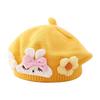Flower Baby Beret Hat Soft Artist Painter Caps Cute Knitted Hat  Infant Girls