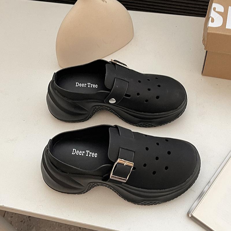 Fashion versatile simple hole shoes women wear spring new casual thick-soled non-slip bag head slippers 35 4474₽