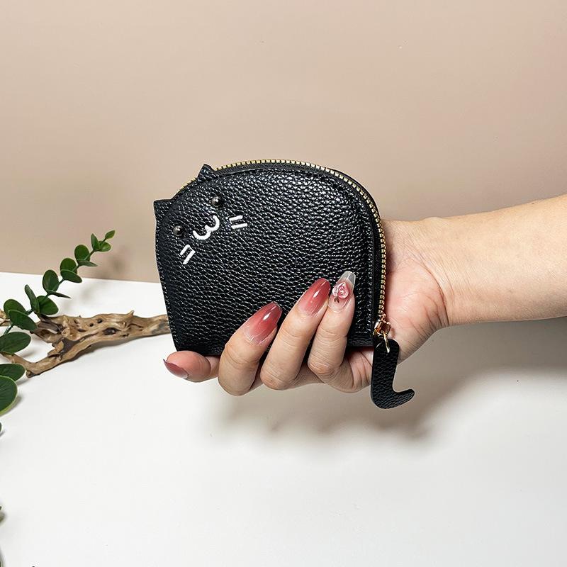 1Pc Cute Cartoon Cat PU Leather Fold Card Bag Multi-functional Women Casual ID Card Organizer Coin Purse Bank Credit Card Holder