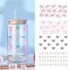 Neuer klarer UV-DTF-Transferaufkleber Wasserdicht Schleifen-Thema Tassenaufkleber Cartoon DIY Libbey Gläser Wraps Für 16oz Glasbecher