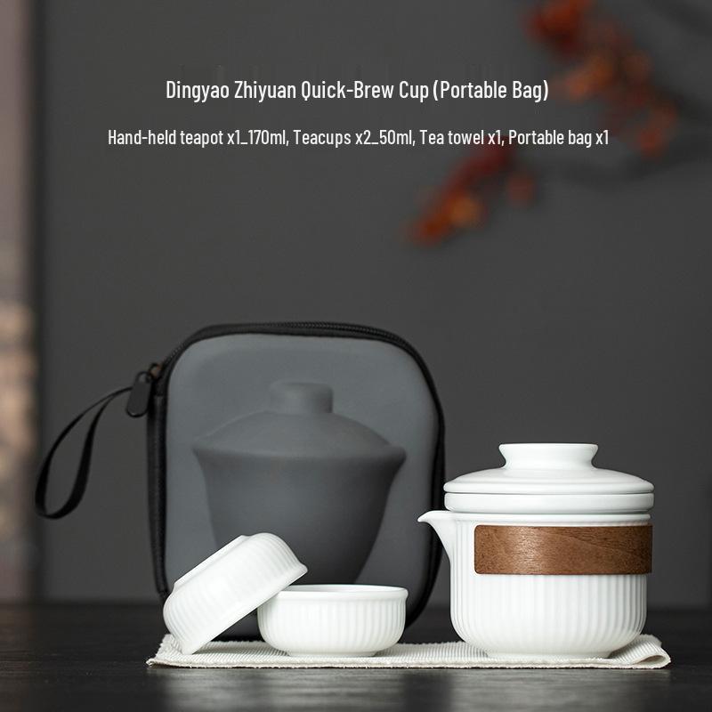 Five Great Kilns Portable Travel Tea Set: One Pot and Two Ceramic Cups Souvenir Gift