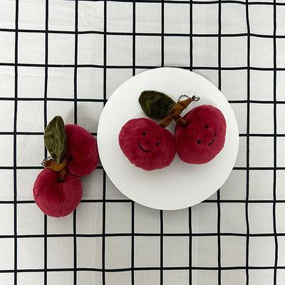 Cute Plush Cherry Keychains Funny Expression Car Keys Keychains Korean Style Fruit Doll Keyring Backpack Pendant