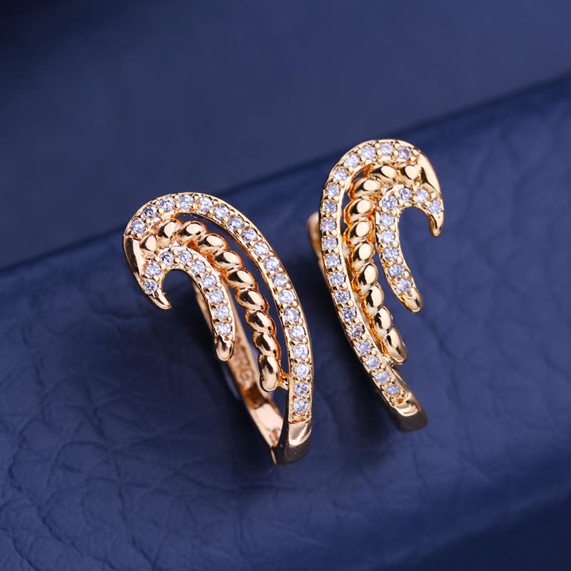 

FEEYOO серьги-клипсы цвета розового золота, модные серьги для женщин, серьги-гвоздики с кубическим цирконием, ювелирные изделия A