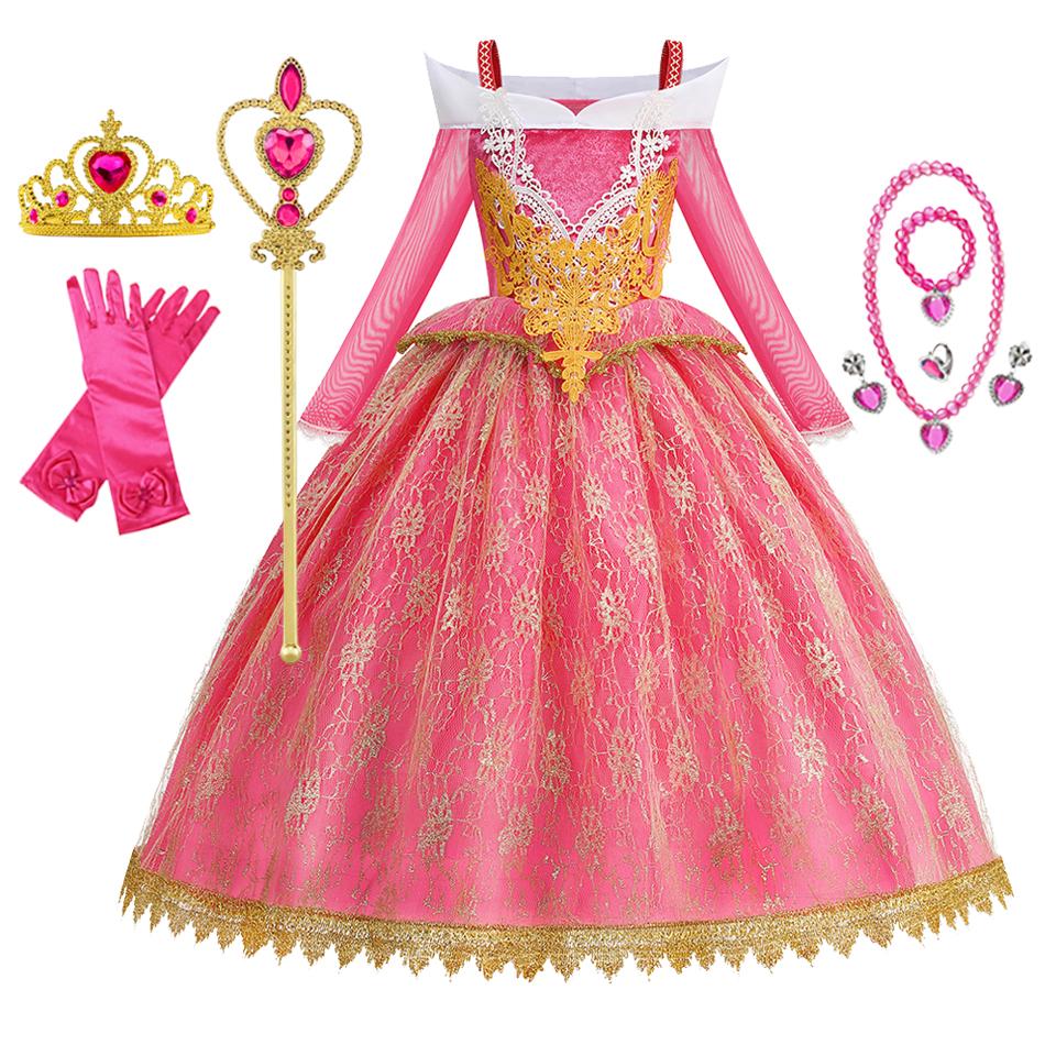 Costume Principessa Bambina Aurora Vestidos Vestito Cosplay Bambina Halloween Carnevale Compleanno Outfit Festa Abito da Ballo