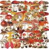 50PCS Vintage Red Mushroom PET Sticky Sticker Aesthetic Stationery DIY Decoration Scrapbooking School Supplies for Kids
