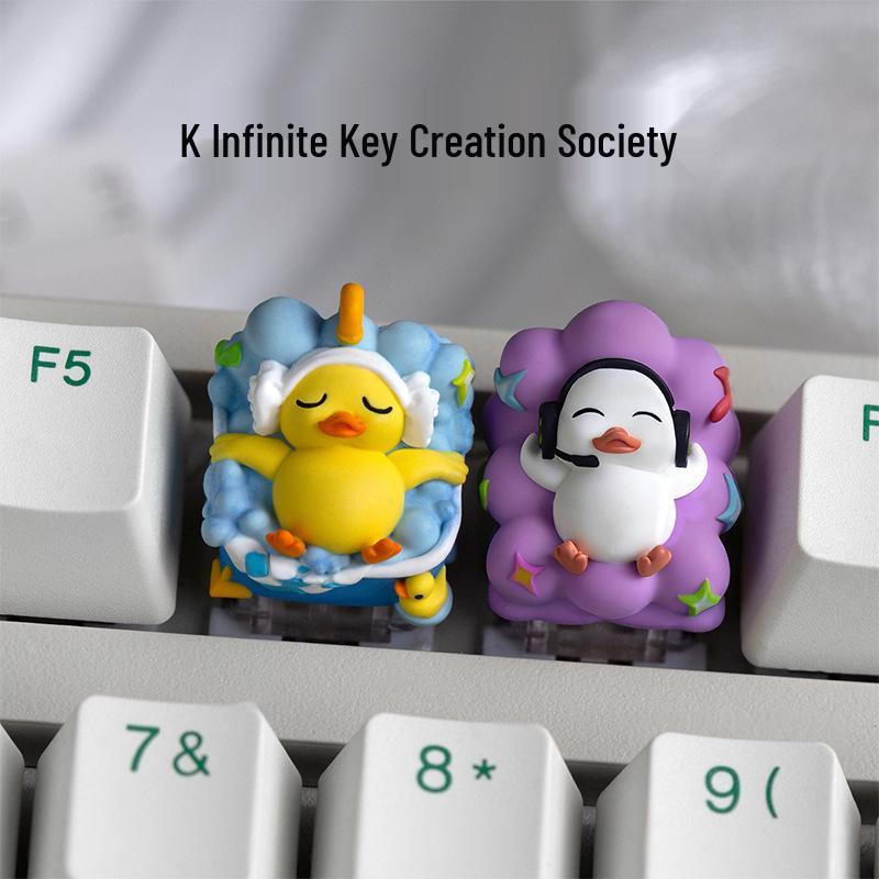 Tang Ping Duck Resin Square Keycap: Original, Cute, Single Keycap for Mechanical Keyboard